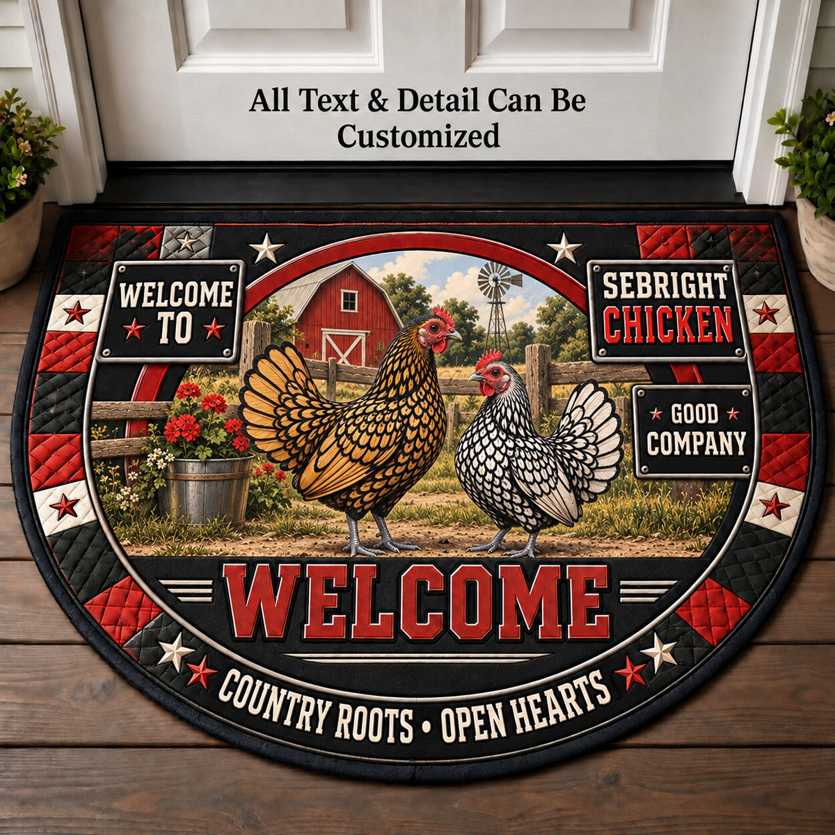 Sebright Chicken Personalized Half Round Mat | 5To9Vibe