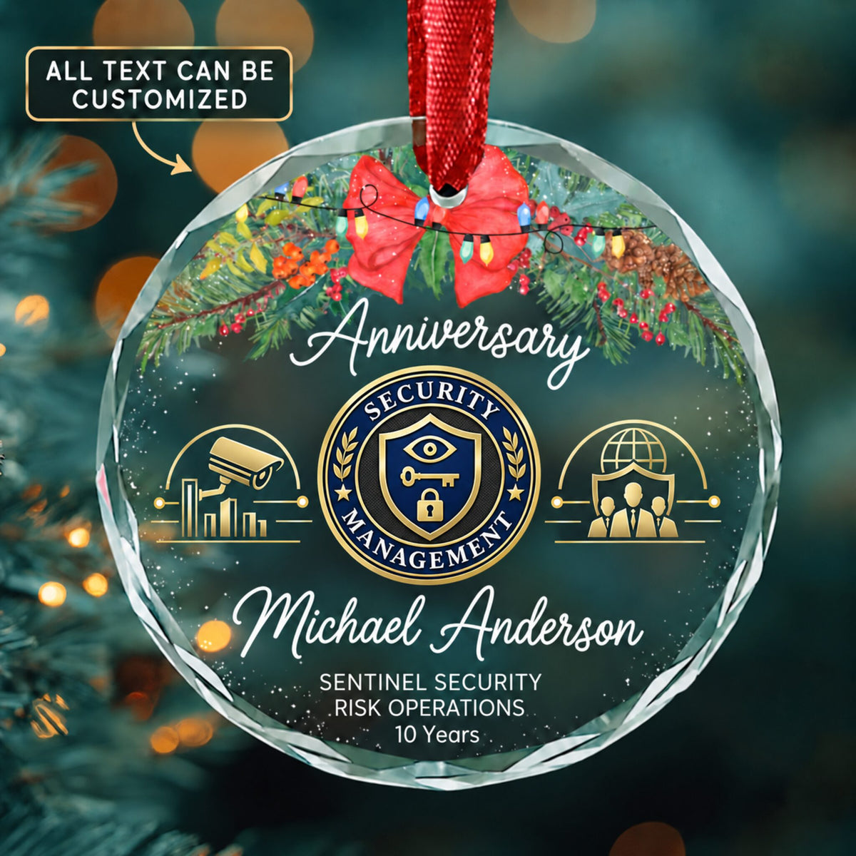 Security Management Specialists Personalized Glass Ornament | 5To9Vibe