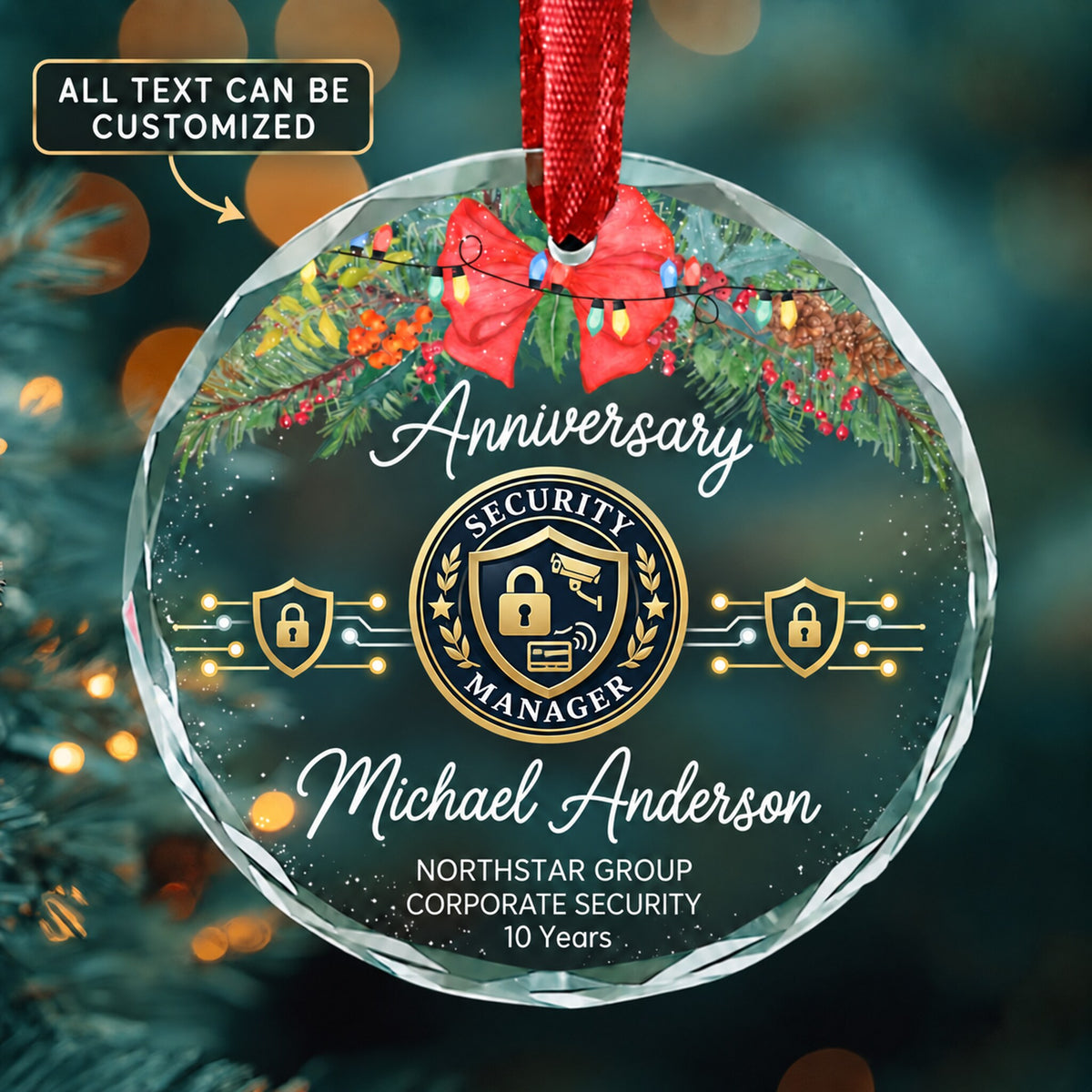 Security Managers Personalized Glass Ornament | 5To9Vibe
