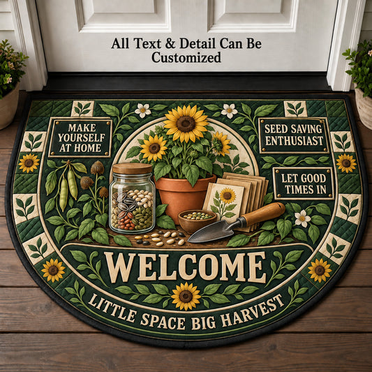 Seed Saving Enthusiast Personalized Half Round Mat | 5To9Vibe