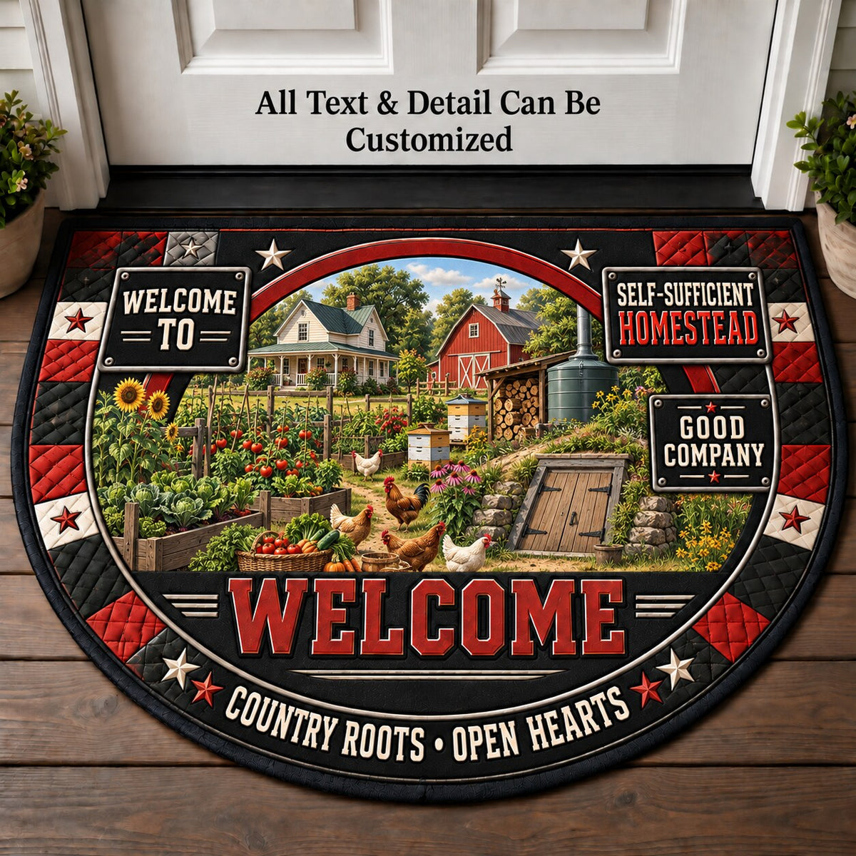 Self-Sufficient Homestead Personalized Half Round Mat | 5To9Vibe