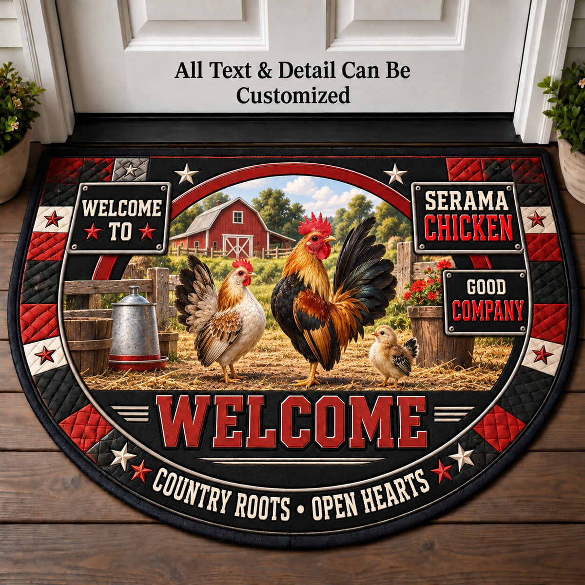 Serama Chicken Personalized Half Round Mat | 5To9Vibe