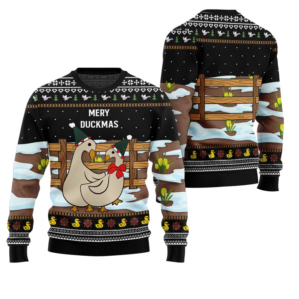 Seriously Naughty Duck On The Farm Ugly Christmas Sweater