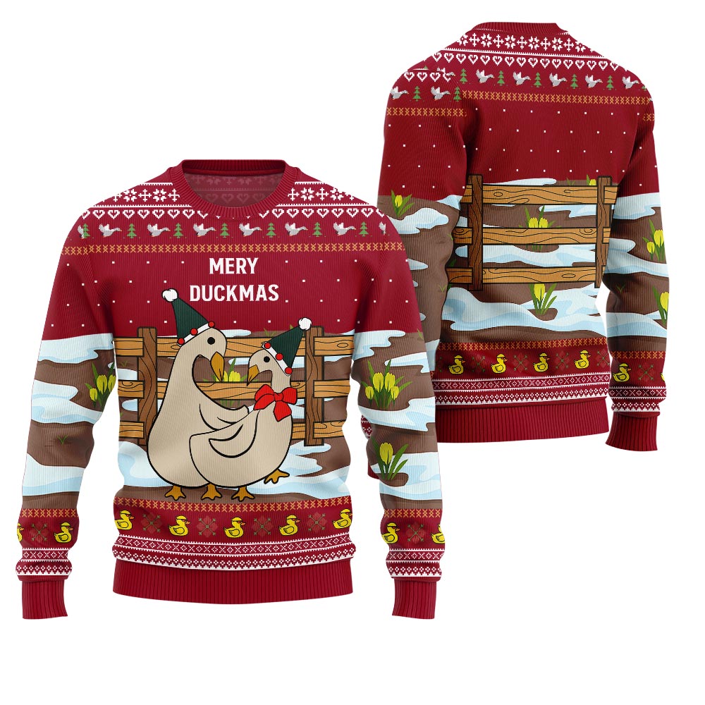 Seriously Naughty Duck On The Farm Ugly Christmas Sweater