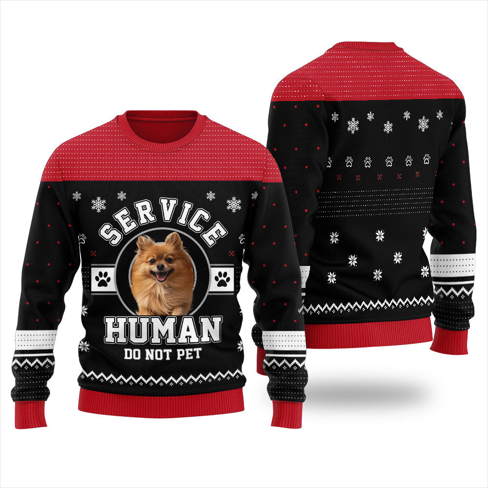 Service Human Do Not Pet Custom Dog Christmas Sweater