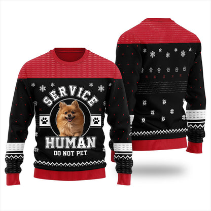 Service Human Do Not Pet Custom Dog Christmas Sweater