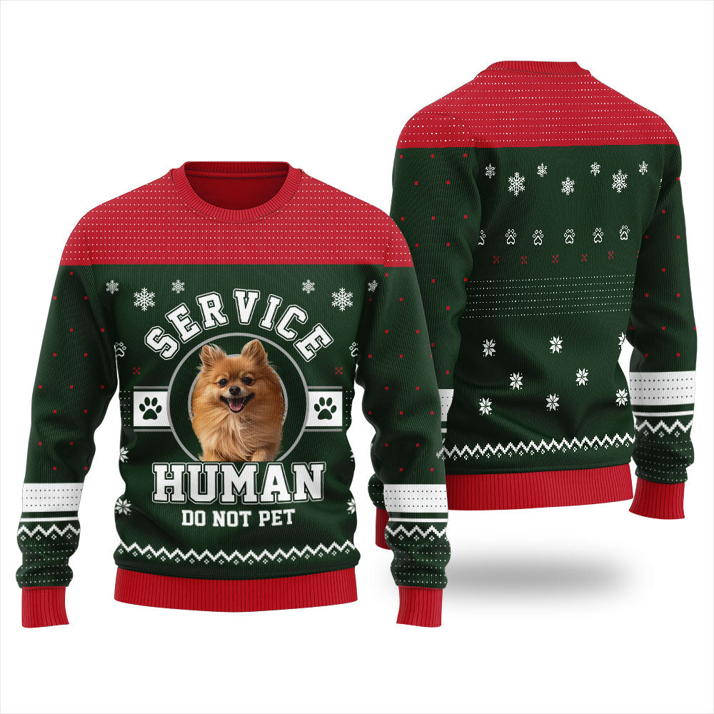 Service Human Do Not Pet Custom Dog Christmas Sweater