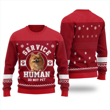 Service Human Do Not Pet Custom Dog Christmas Sweater