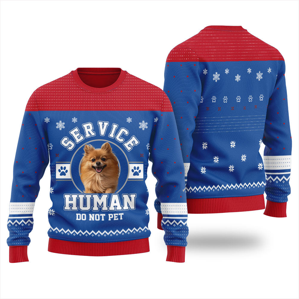 Service Human Do Not Pet Custom Dog Christmas Sweater