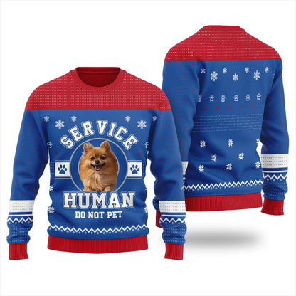Service Human Do Not Pet Custom Dog Christmas Sweater
