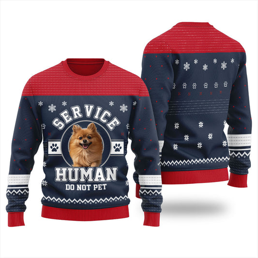 Service Human Do Not Pet Custom Dog Christmas Sweater