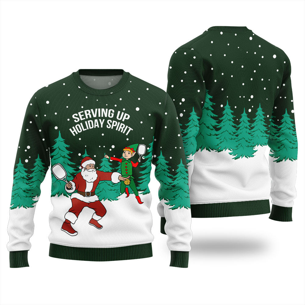 Serving Up Holiday Spirit Pickleball Ugly Xmas Sweater