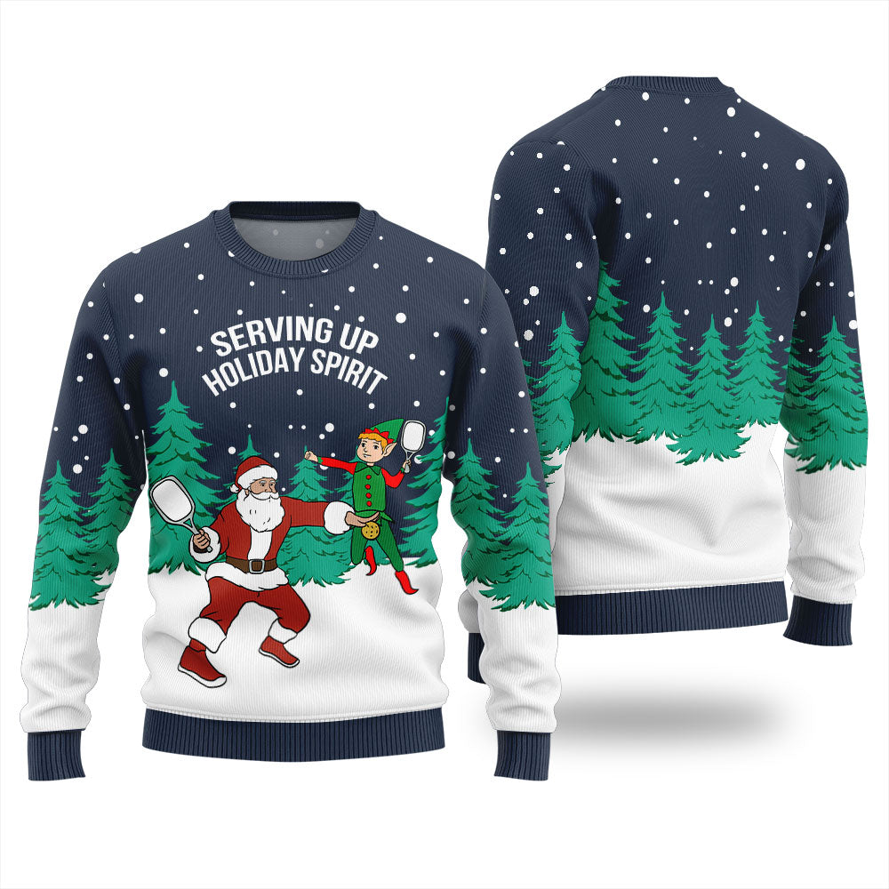 Serving Up Holiday Spirit Pickleball Ugly Xmas Sweater