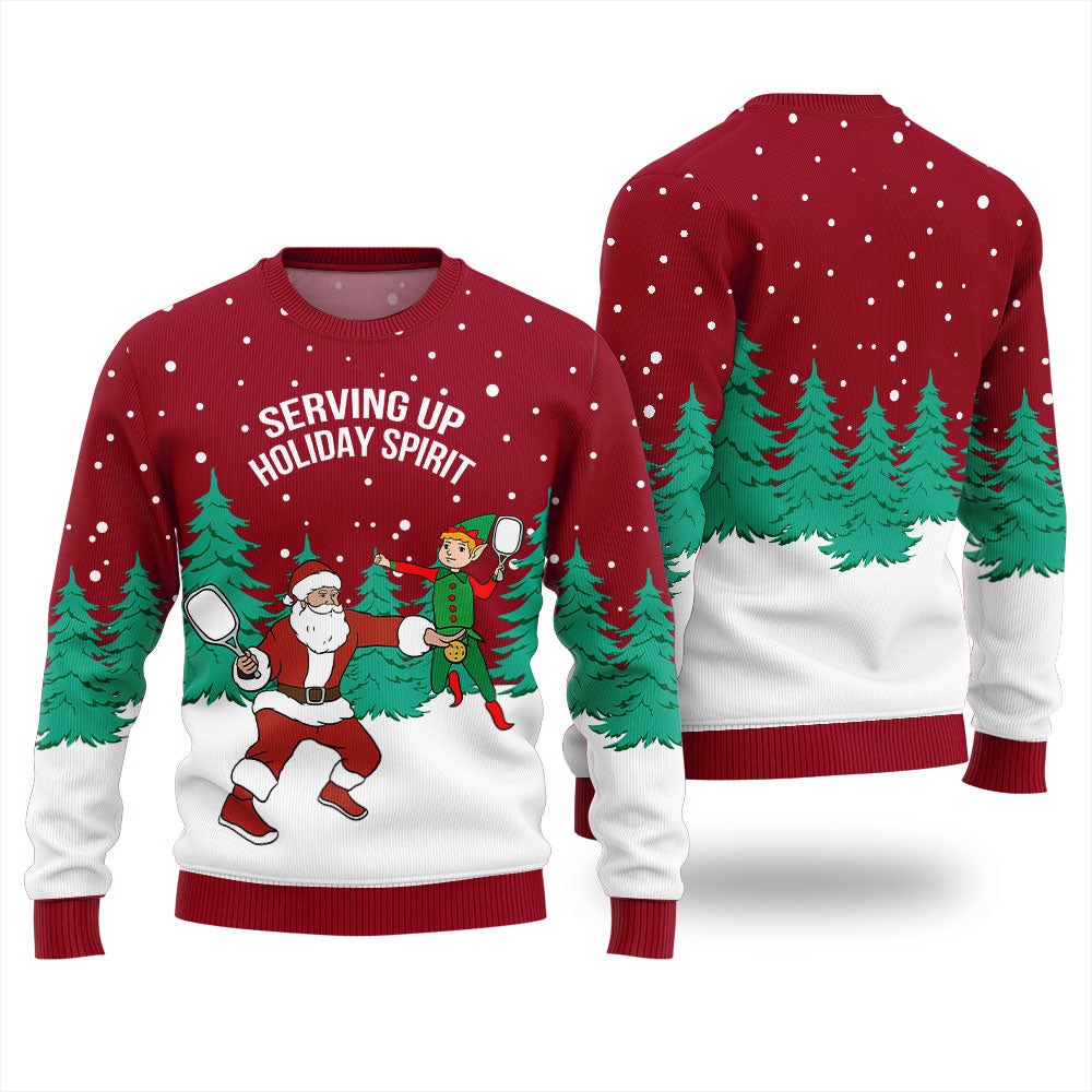 Serving Up Holiday Spirit Pickleball Ugly Xmas Sweater