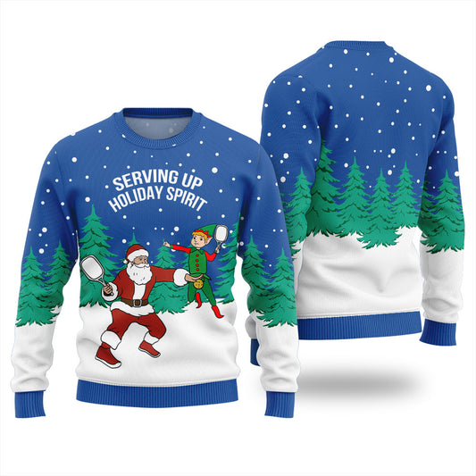 Serving Up Holiday Spirit Pickleball Ugly Xmas Sweater