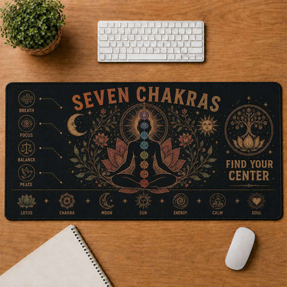 Mandala Hippie Desk Mat Mouse Pad | 5To9Vibe - Seven Chakras style