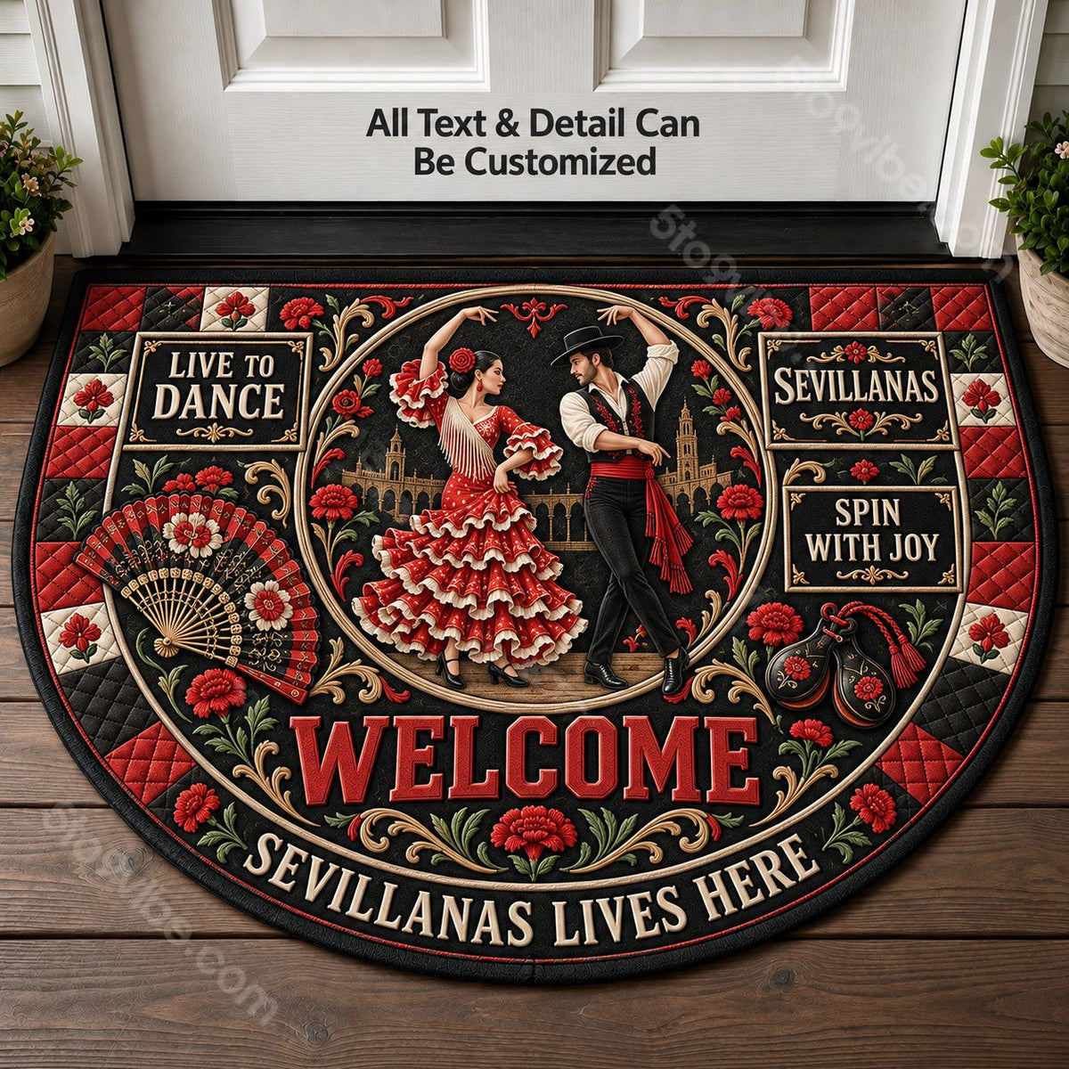 Sevillanas Personalized Half Round Mat | 5To9Vibe