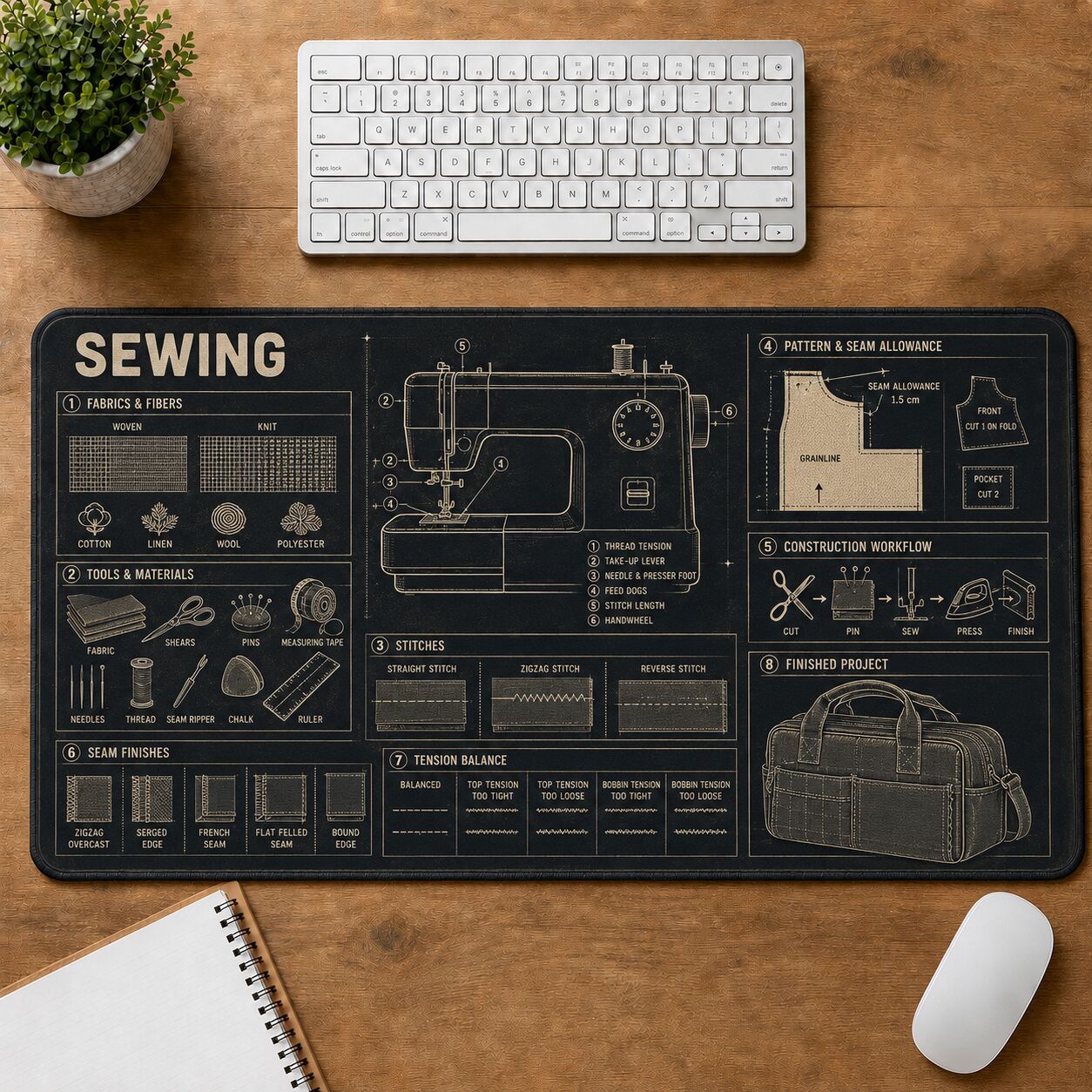 Sewing Creative Reference Guide Desk Mat | 5To9Vibe