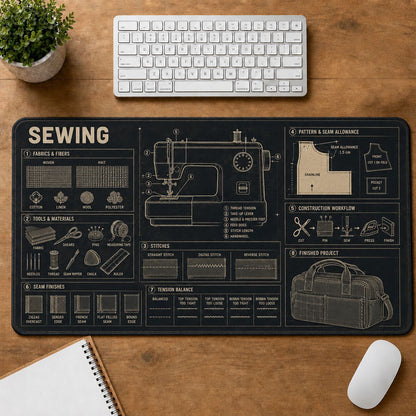 Sewing Creative Reference Guide Desk Mat | 5To9Vibe