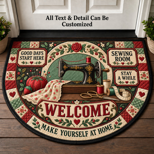 Sewing Room Personalized Half Round Mat | 5To9Vibe