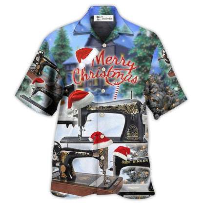 Hawaiian Shirt / Adults / S Sewing Machine Merry Christmas Happy - Hawaiian Shirt 