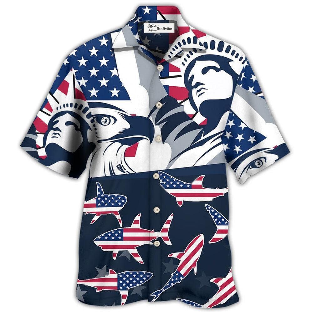 Hawaiian Shirt / Adults / S Shark America Independence Day - Hawaiian Shirt 