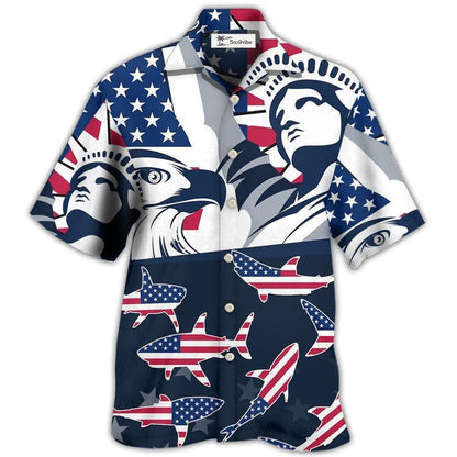 Hawaiian Shirt / Adults / S Shark America Independence Day - Hawaiian Shirt 