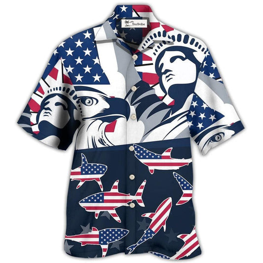 Hawaiian Shirt / Adults / S Shark America Independence Day - Hawaiian Shirt 
