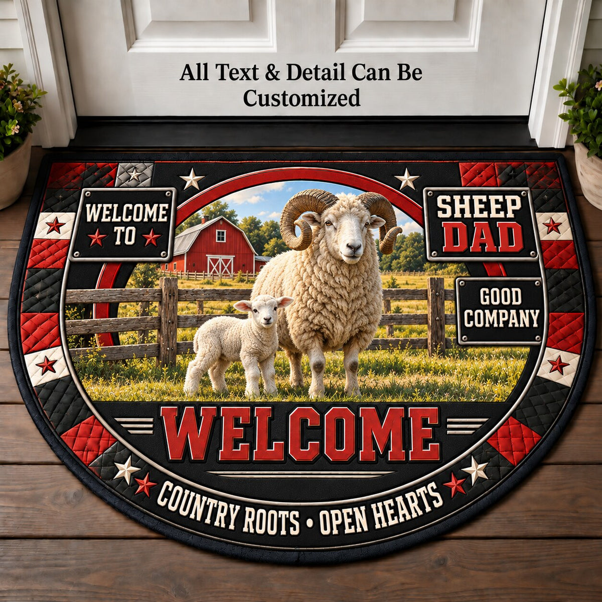 Sheep Dad Personalized Half Round Mat | 5To9Vibe