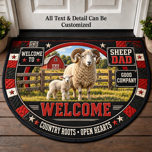 Sheep Dad Personalized Half Round Mat | 5To9Vibe