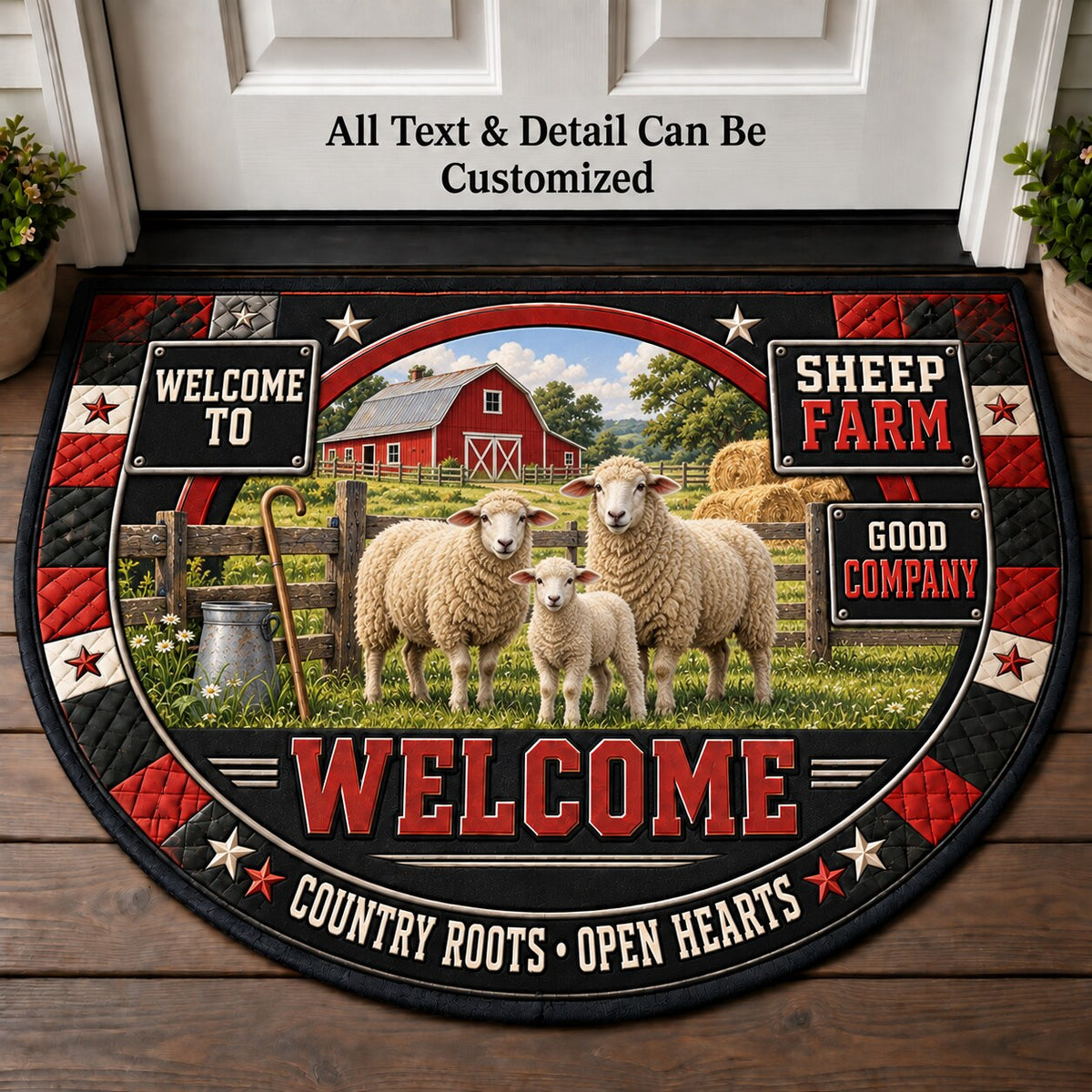 Sheep Farm Personalized Half Round Mat | 5To9Vibe