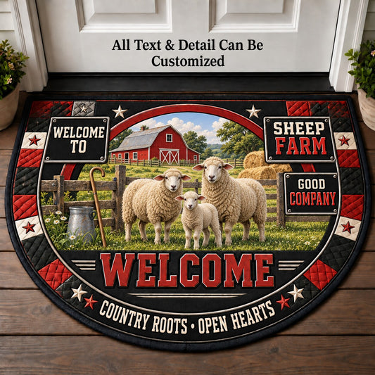 Sheep Farm Personalized Half Round Mat | 5To9Vibe