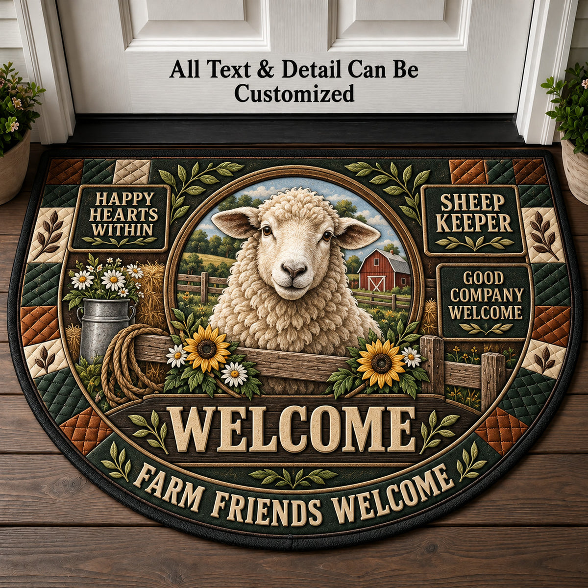 Sheep Keeper Personalized Half Round Mat | 5To9Vibe