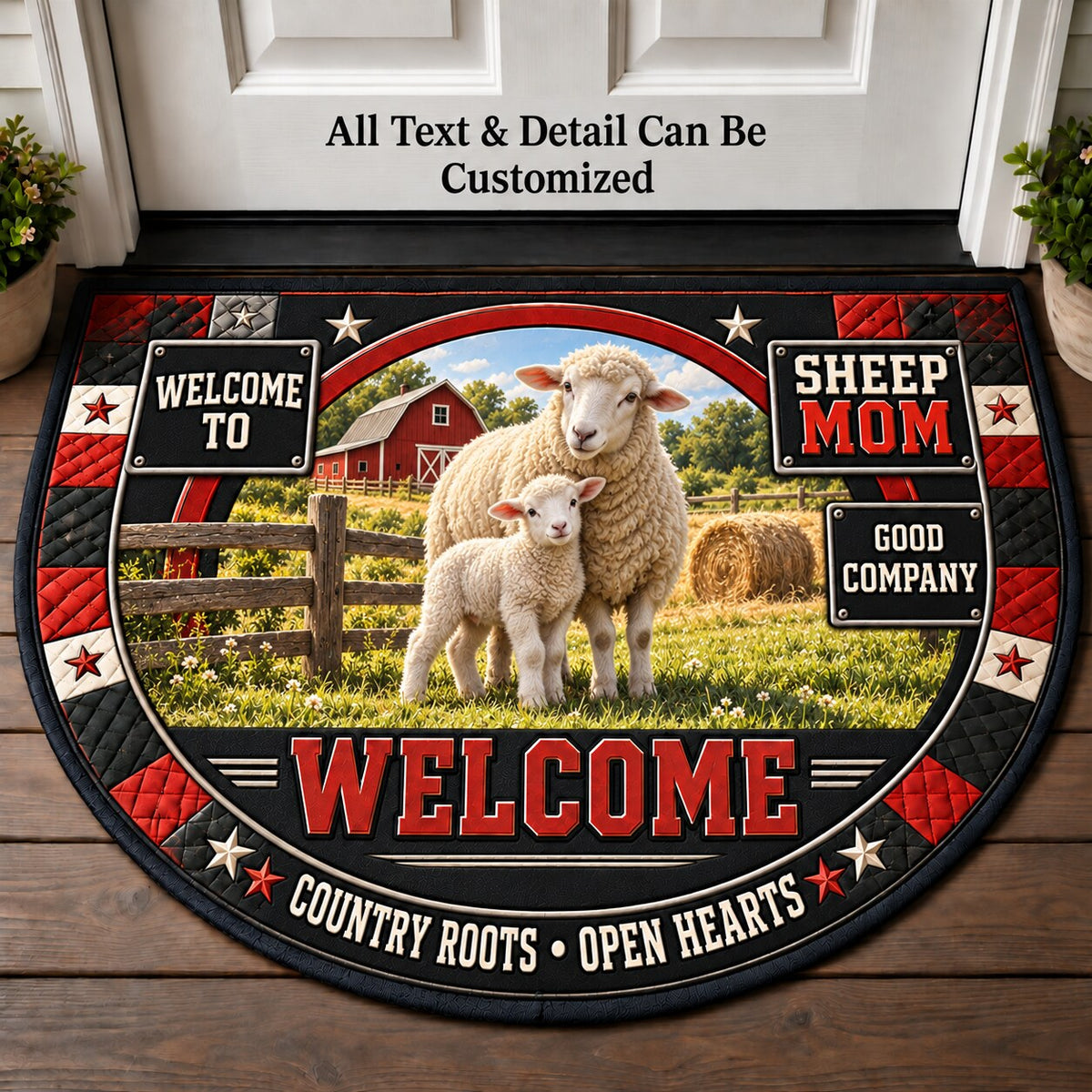 Sheep Mom Personalized Half Round Mat | 5To9Vibe