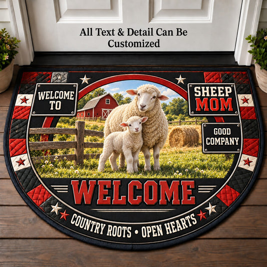 Sheep Mom Personalized Half Round Mat | 5To9Vibe