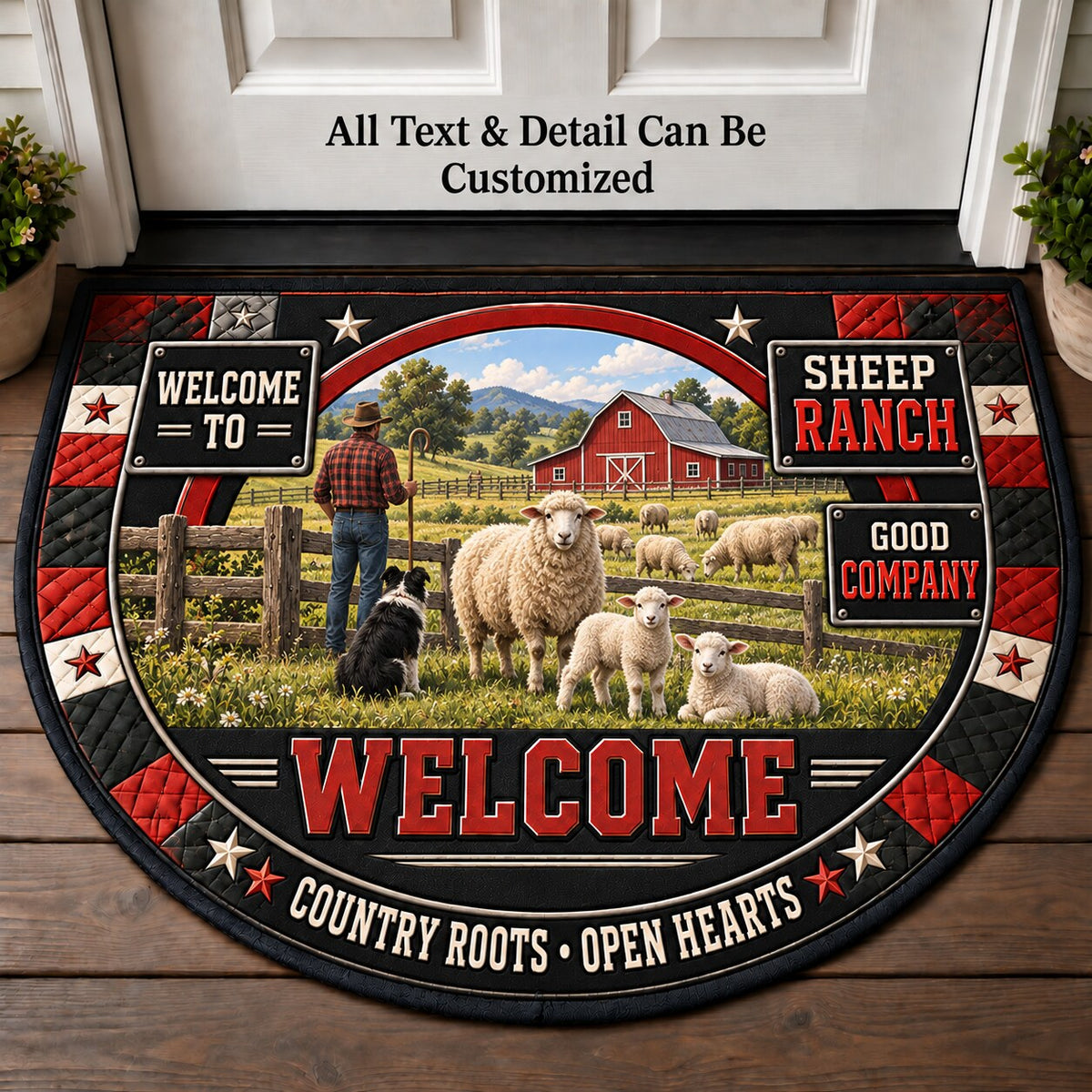 Sheep Ranch Personalized Half Round Mat | 5To9Vibe