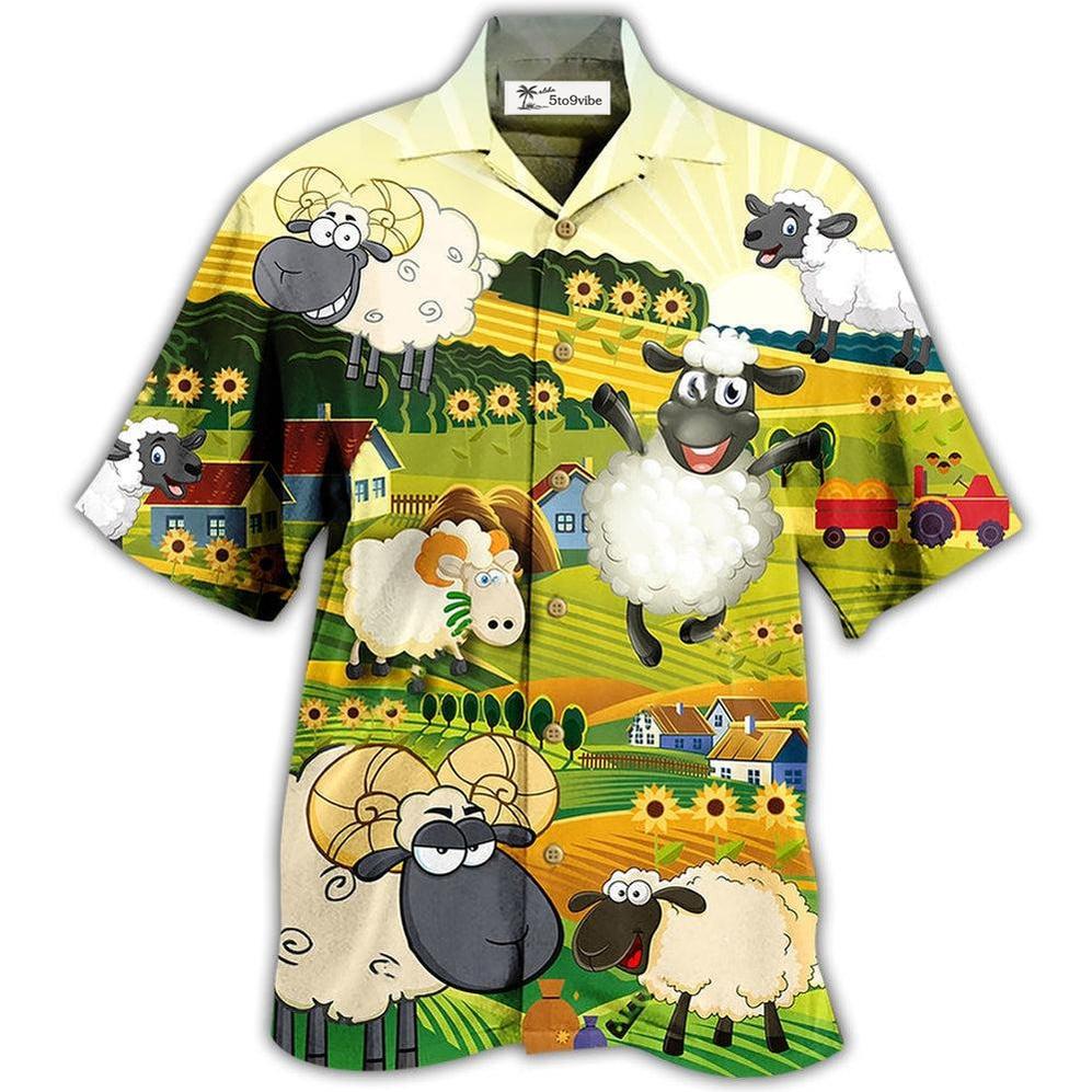 Hawaiian Shirt / Adults / S Sheep Happiness Sunflower Field - Hawaiian Shirt 