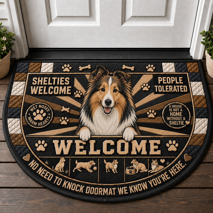 Sheltie (Shetland Sheepdog) Dog Breed Lover Quilted Print Premium Welcome Mat – Personalized Doormat