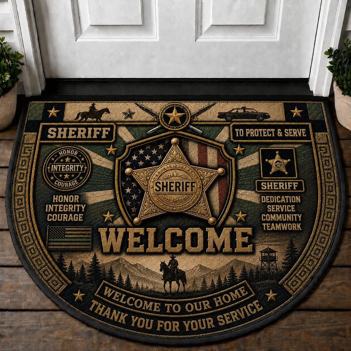 Sheriff US Military Pride Quilted Print Premium Welcome Mat – Personalized Doormat