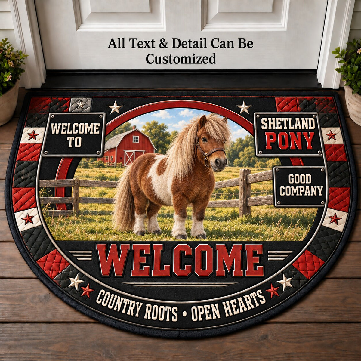 Shetland Pony Personalized Half Round Mat | 5To9Vibe