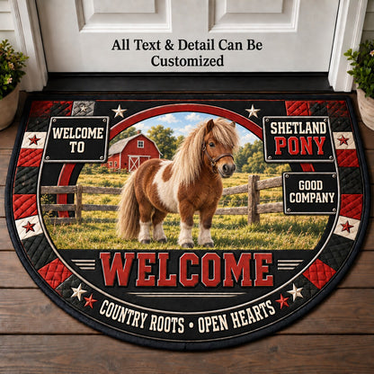 Shetland Pony Personalized Half Round Mat | 5To9Vibe