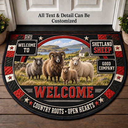 Shetland Sheep Personalized Half Round Mat | 5To9Vibe