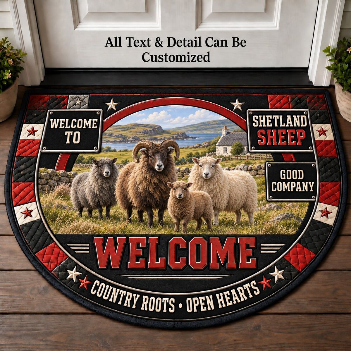 Shetland Sheep Personalized Half Round Mat | 5To9Vibe