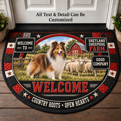 Shetland Sheepdog Farm Personalized Half Round Mat | 5To9Vibe
