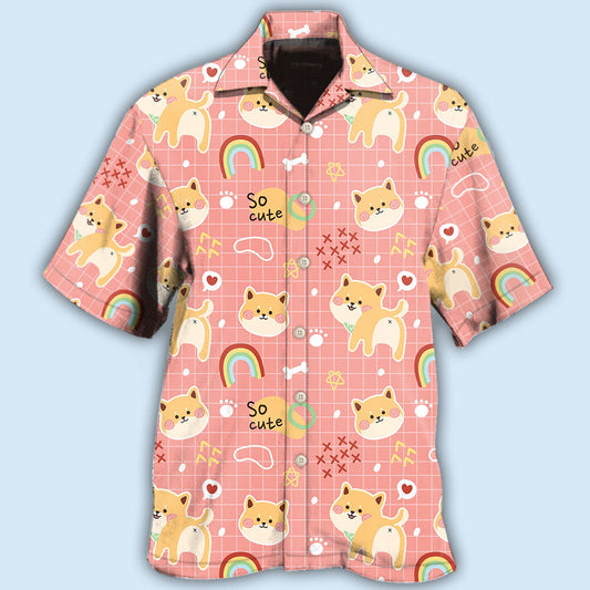 Shiba Inu Cute Cainbow - Hawaiian Shirt 