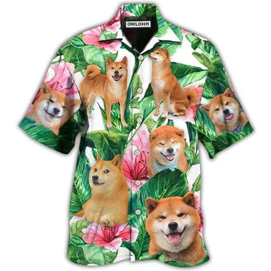 Hawaiian Shirt / Adults / S Shiba Inu Tropical Leaf Floral Style - Hawaiian Shirt 