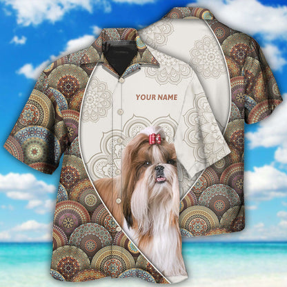 Shih Tzu Mandala Art Pattern Personalized - Hawaiian Shirt 