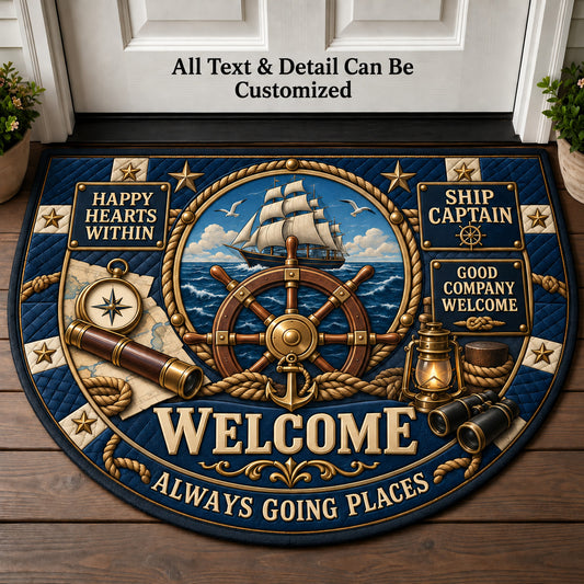 Ship Captain Personalized Half Round Mat | 5To9Vibe