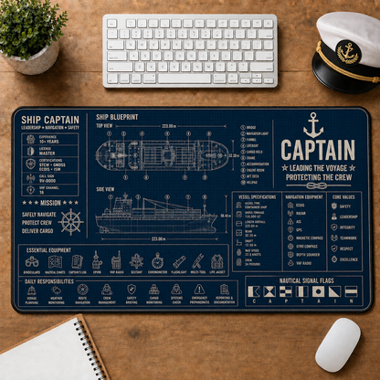 Flight Attendant Blueprint Large Desk Mat - Aircraft Cabin & Aviation Alphabet Plus Size Mouse Pad - 5to9vibe