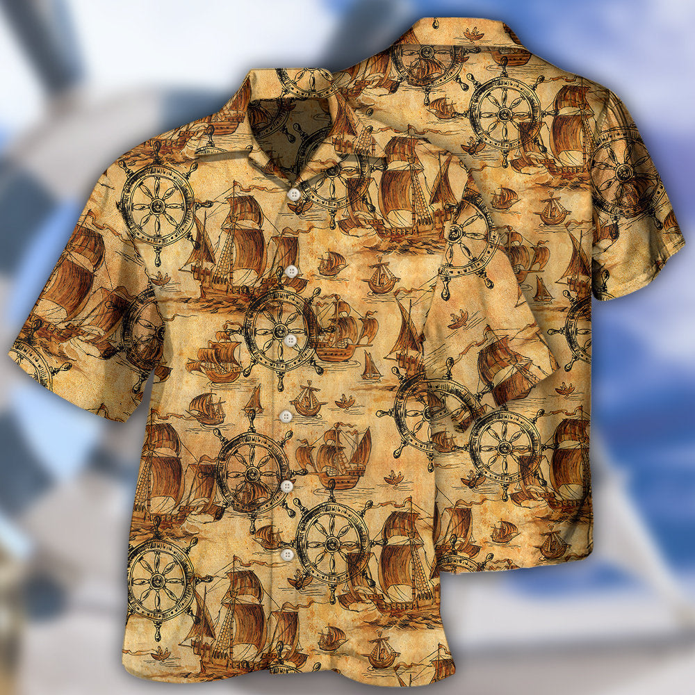 Ship Wheel Sea Vintage Style - Hawaiian Shirt 